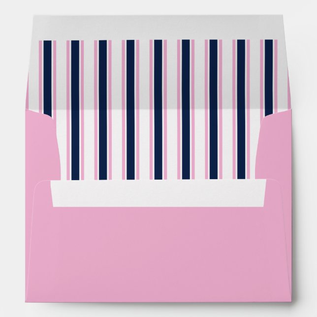 Pink with Navy Blue Striped Lining Envelopes (Back (Bottom))