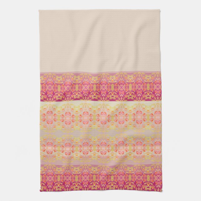 Pink With Pattern Tea Towel (Vertical)