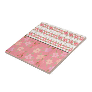 Pink With Peach Floral Tile