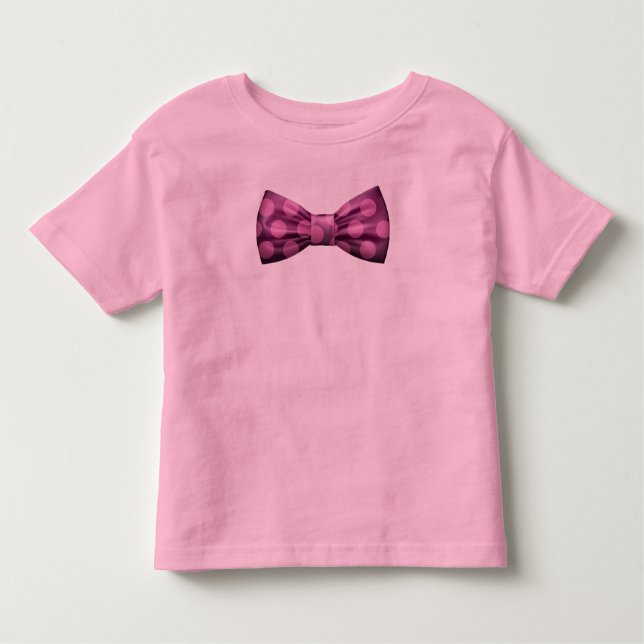 Pink with Purple Bow Tie w/ Pink Polka Dots Toddler T-Shirt (Front)