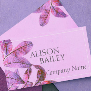 pink with purple leaves nature art custom business card