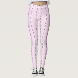 Pink With Purple Nautical Anchors Leggings