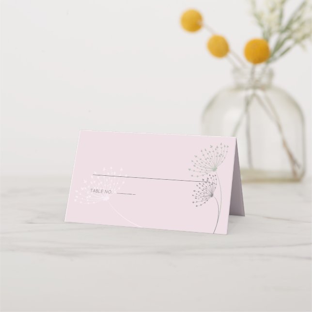 Pink With Simple Doodle Flowers Place Card (Front)