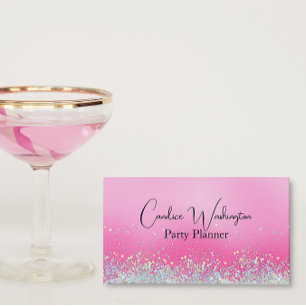Pink with Sparkling Confetti Business Card