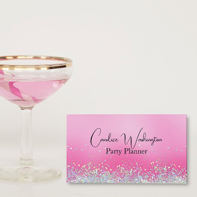 Pink with Sparkling Confetti Business Card (Creator Uploaded)
