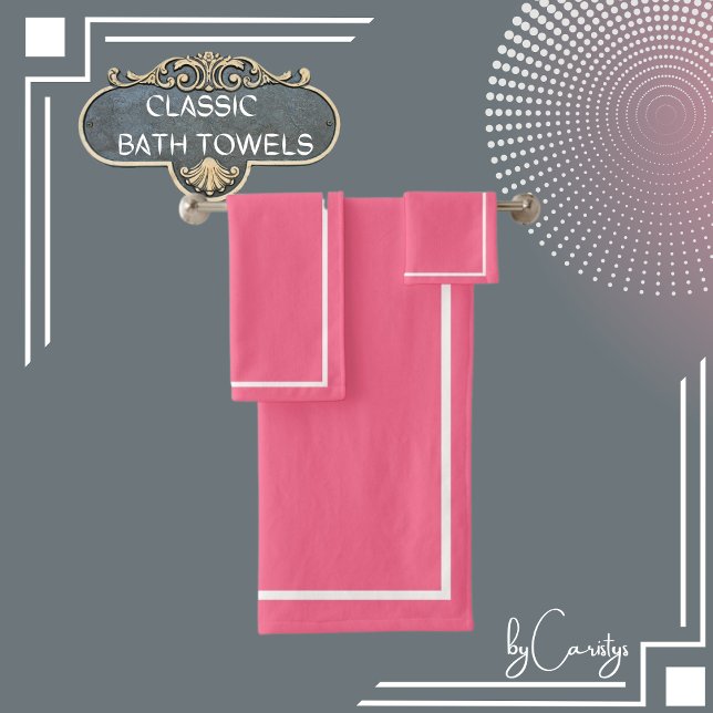 Pink with White Border Bath Towel Set (Creator Uploaded)