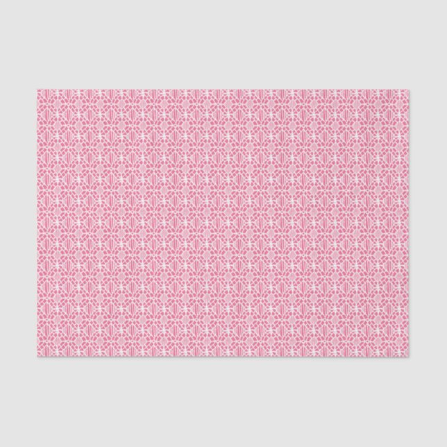Pink With White Crochet Lace Pattern Tissue Paper (Front)