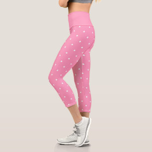 pink with white dots capri leggings