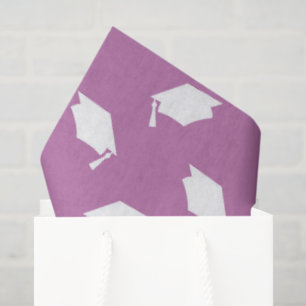 Pink With White Graduation Caps Wrapping Paper