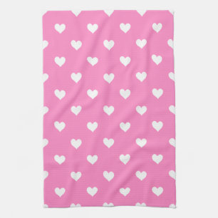 Pink With White Hearts Kitchen Towel
