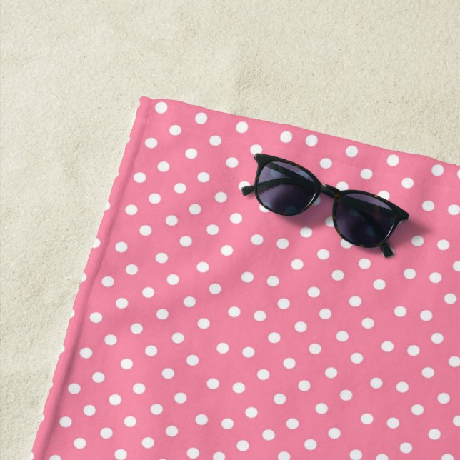 Pink with White Polka Dots Beach Towel (In Situ)