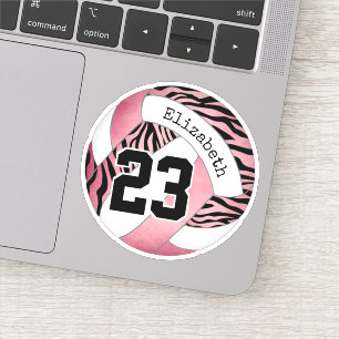 pink with zebra pattern personalised volleyball