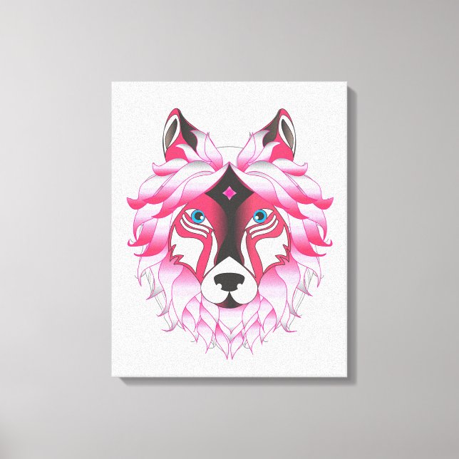 Pink Wolf Canvas Print (Front)
