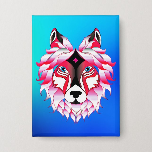 Pink Wolf Head Polygon Design-24531 (Front)