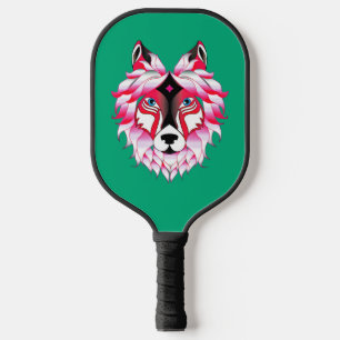 Pink Wolf Head Polygon Design-24531 Pickleball Paddle