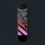 Pink Wolf Head Skateboard<br><div class="desc">This design may be personalised by choosing the customise option to add text or make other changes. If this product has the option to transfer the design to another item, please make sure to adjust the design to fit if needed. Contact me at colorflowcreations@gmail.com if you wish to have this...</div>