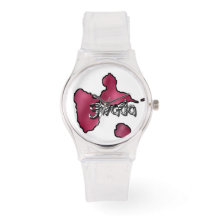 Pink Woman Watch with Map of Guadeloupe