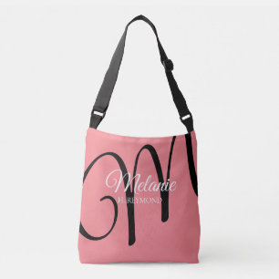 pink women initial & name stylish crossbody bag