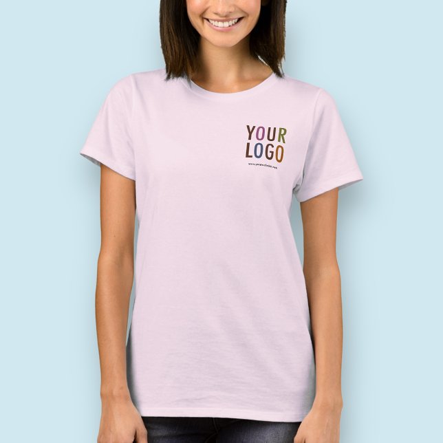 Pink Women’s Business T-Shirt Custom Logo S to 3XL (MISOOK Women’s Pink T-Shirt with Logo)