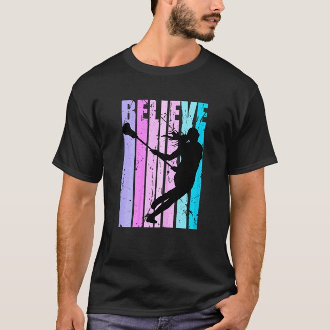 Pink Womens Lacrosse Player Coach Team Coaching Mo T-Shirt (Front)