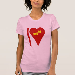 Pink women's T-shirt  I LOVE RUGBY
