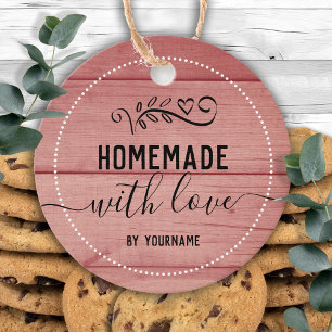 Pink Wood Fancy Script Homemade with love Business Favour Tags