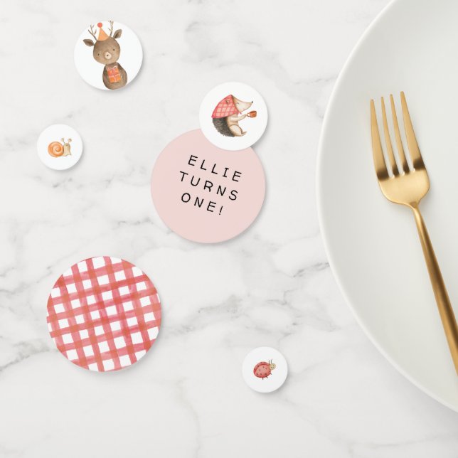 Pink Woodland Animal Birthday Table Confetti (Group)