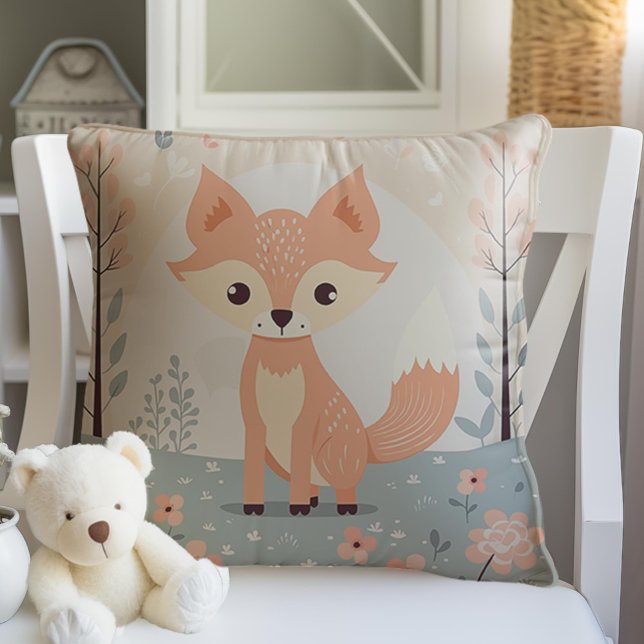 Pink Woodland Animal Fox, Forest Girl Nursery Cushion (Woodland Animal Fox,Baby Girl Nursery Pillow,
)