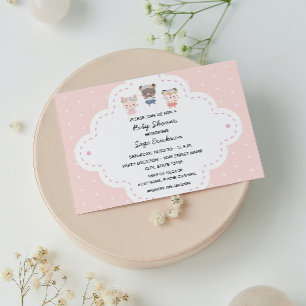 Pink Woodland Baby Shower Invitation