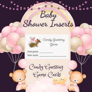Pink Woodland Candy Guessing Game Baby Shower Card