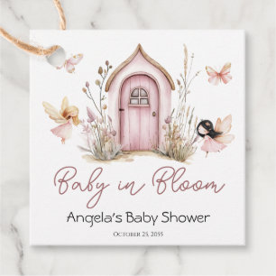 Pink Woodland Fairies Baby Shower Favour Tags