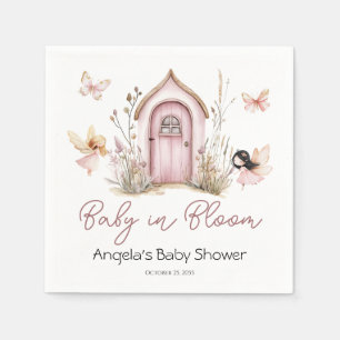 Pink Woodland Fairies Baby Shower Napkin