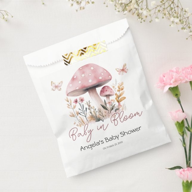 Pink Woodland Mushroom Baby Shower Favour Bags (Sealed)