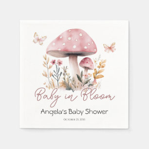 Pink Woodland Mushroom Baby Shower Napkin