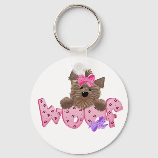 Pink Woof Dog Key Ring (Front)