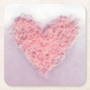 Pink Woolen Knitting Heart Paper Coaster