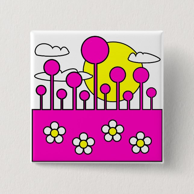Pink World 15 Cm Square Badge (Front)