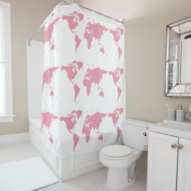 pink world girly bathroom shower curtain (In Situ)
