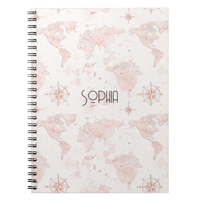 Pink World Map Notebook (Front)