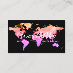 Pink World Map Trip Globe Travel Agent Business Card