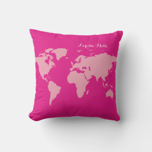 Pink World of (your name) personalised Cushion