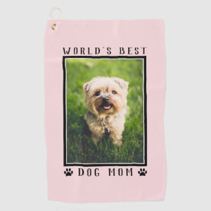 Pink World's Best Dog Mum Paw Prints Pet Photo Golf Towel