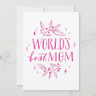 pink worlds best mum mothers day invitation