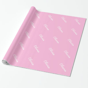 Pink wrapping paper with custom baby girl name