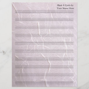 Pink Wrinkled Fabric Blank Sheet Music 10 Stave