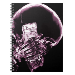 Pink X-Ray Vision Skeleton on Cell Phone Notebook
