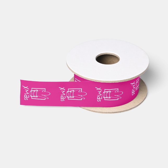Pink Xmas Satin Ribbon (Spool)
