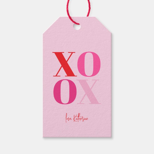 Pink XO OX Valentine Gift Tags (Front)