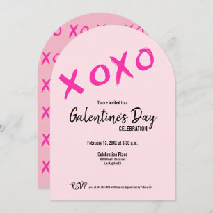 Pink XOXO Cute Galentine's Day Party Invitation