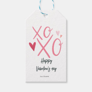 Pink "XOXO"Hearts Happy Valentine's Day Gift Tags
